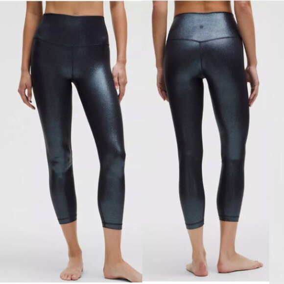Lululemon Align High-Rise Ribbed Pant 25" *Shine Black High-Waisted Leggings 10 - Picture 1 of 16